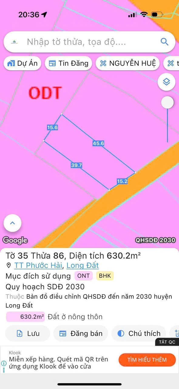 Cần bán Đất đường 44B, Thị trấn Phước Hải, Diện tích 630m², Giá Thương lượng
