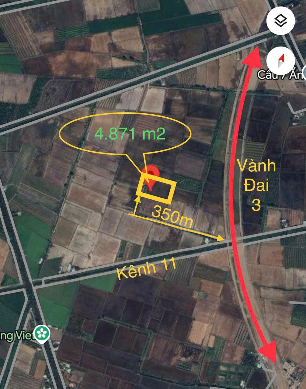 4871m2 đất lúa cạnh đường Vành Đai 3, xã Tân Hòa, Bến Lức, Long An giá 3,9 tỷ 6
