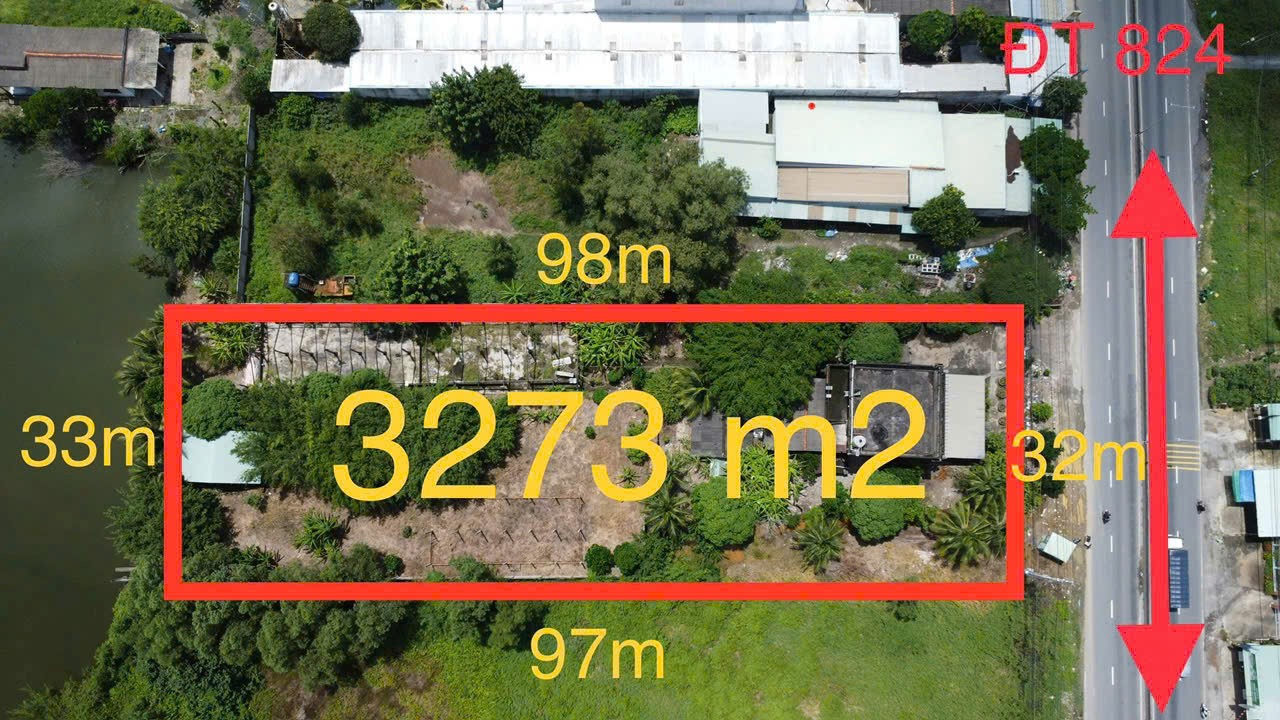 3273m2 đất mặt tiền ĐT 824 xã Lương Hòa, Bến Lức, Long An giá 35 tỷ 4