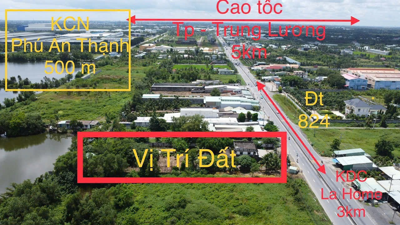 3273m2 đất mặt tiền ĐT 824 xã Lương Hòa, Bến Lức, Long An giá 35 tỷ 6
