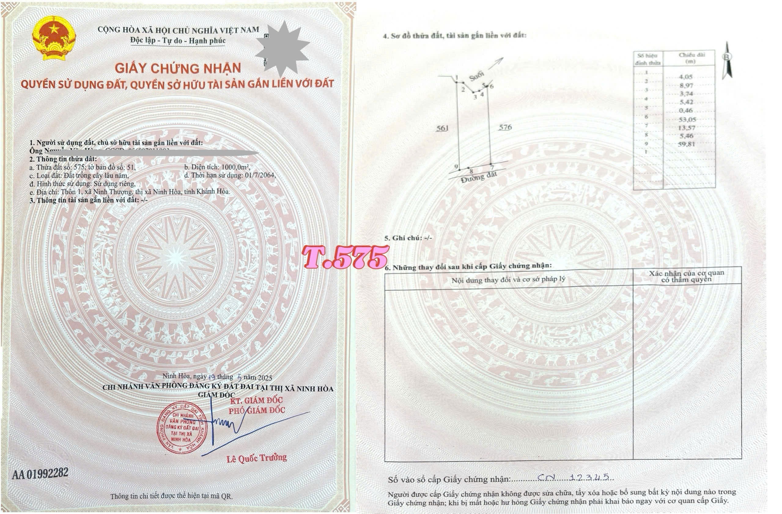 Cần bán Đất Xã Ninh Lộc, Ninh Hòa, Diện tích 1000m², Giá 210 Triệu 2