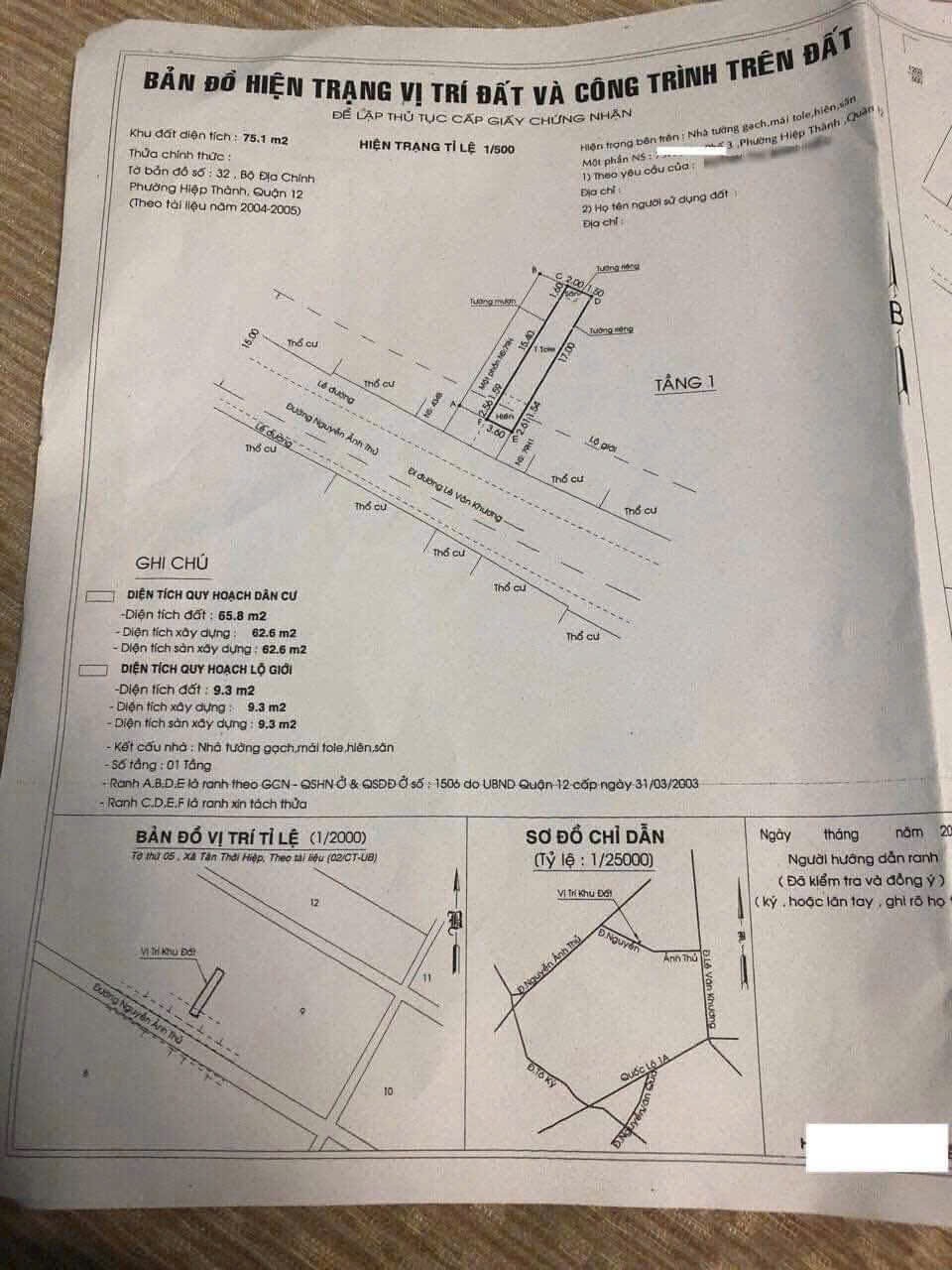 BÁN NHÀ CẤP 4 (7.6x28) MẶT TIỀN NGUYỄN ẢNH THỦ – P.HIỆP THÀNH, Q.12