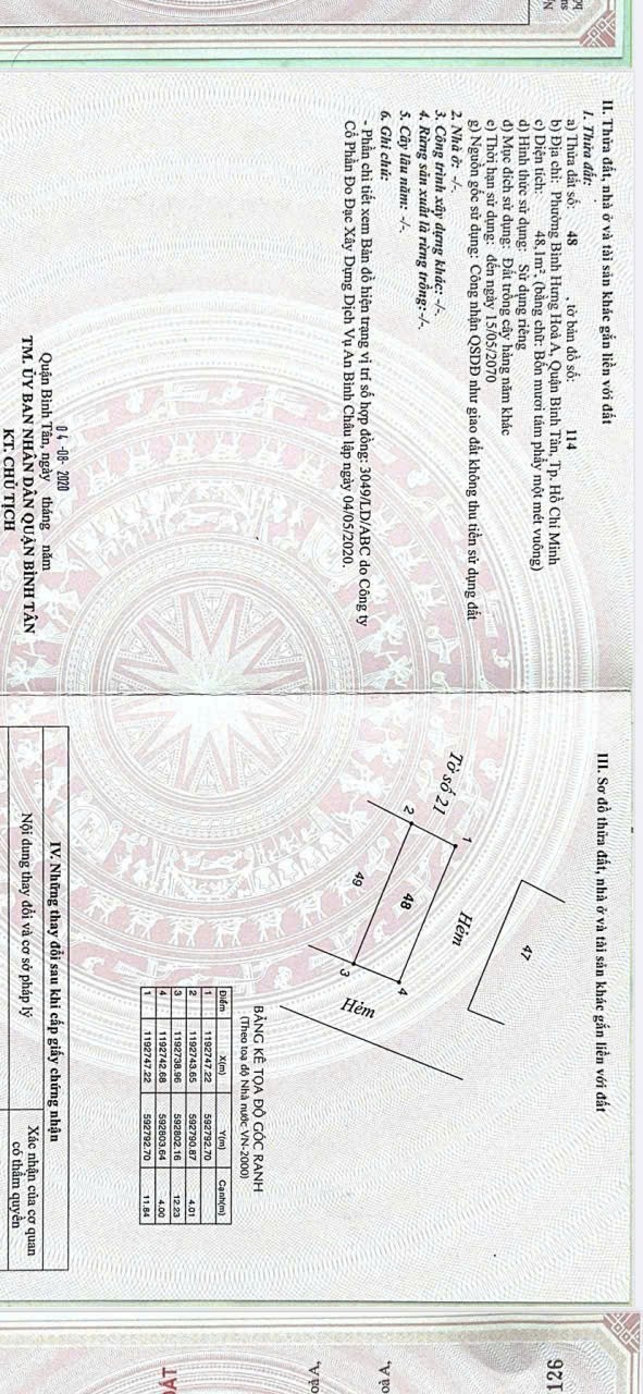 2 lô thổ cư hẻm Mã Lò, Bình Hưng Hòa A dt 50,4m2 giá 4,35 tỷ + 4,55 tỷ 3