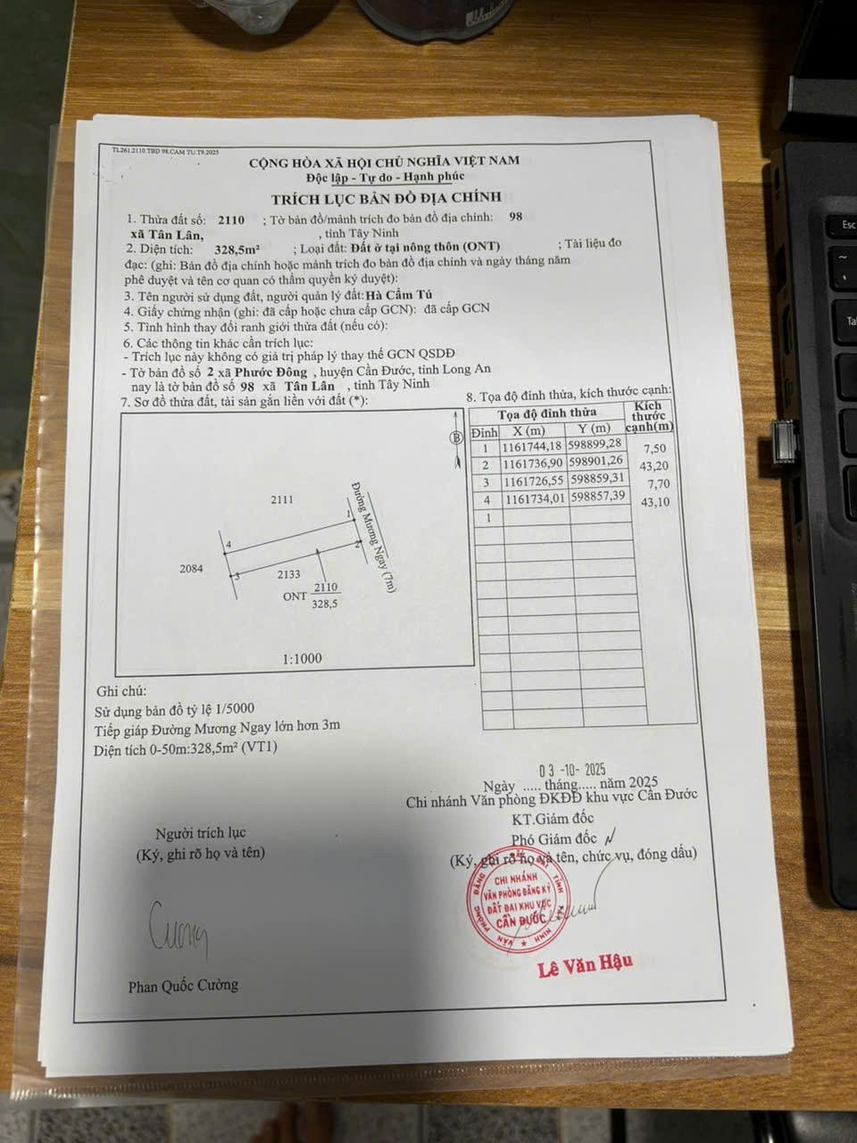 Đất nền thổ cư 351m2 mt đường xe tải xã Tân Lân giá đầu tư 1 tỏi 490tr 4