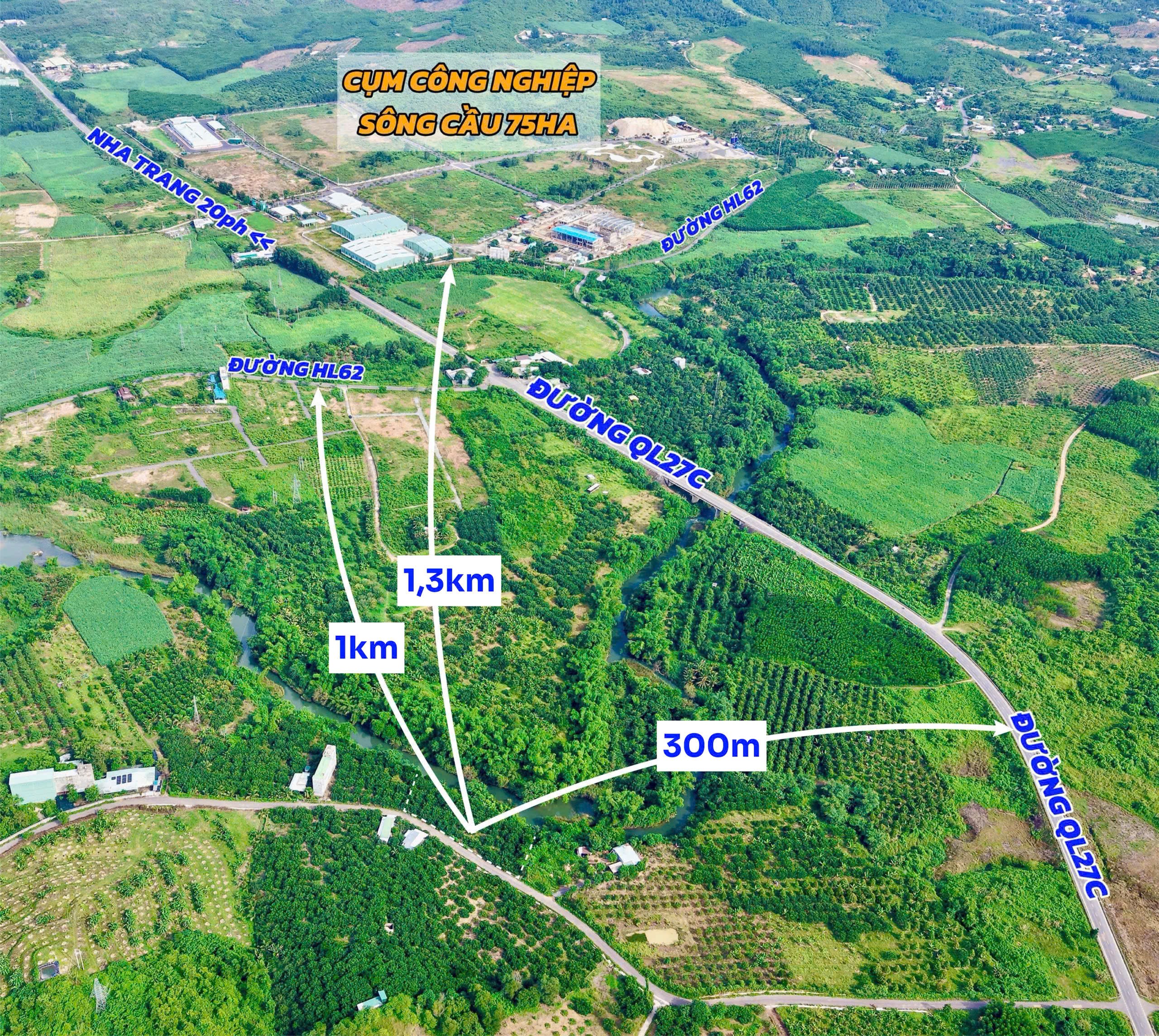 Bán 1.524m2 full thổ đường nhựa xã Khánh Vĩnh ( xã Sông Cầu cũ) cách QL27C Khu Công nghiệp Sông