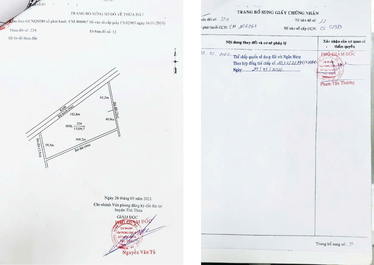 Bán đất vườn mặt tiền kênh ở Thù Thừa tổng dt 13.309m2 giá 7,8 tỷ 6