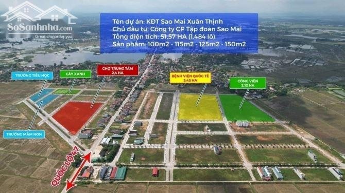 Cần bán Đất nền dự án dự án Khu đô thị Sao Mai Xuân Thịnh, Diện tích 125m², Giá 9 Triệu/m² 3