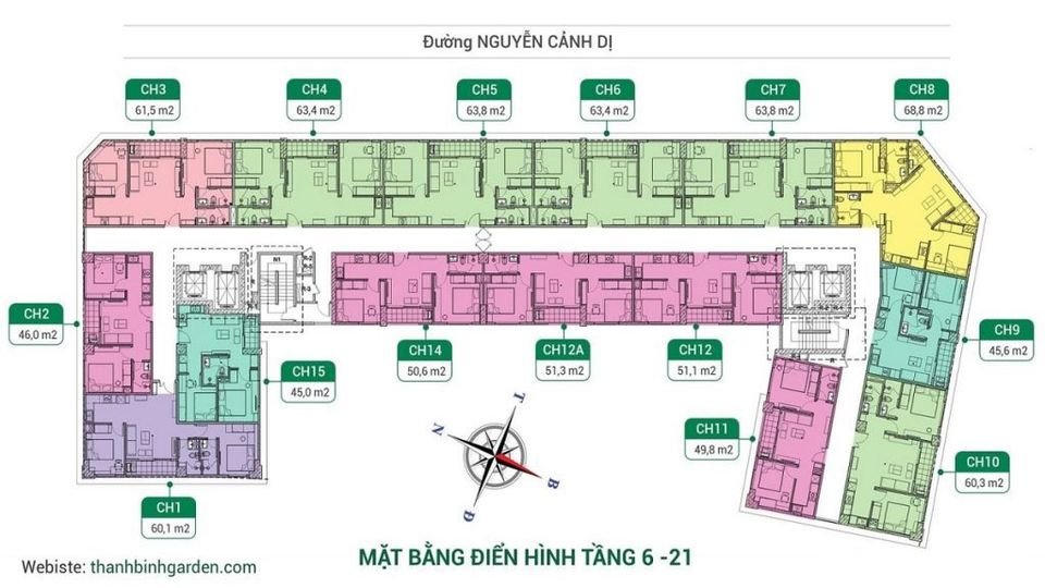 Cần bán Căn hộ chung cư đường Nguyễn Cảnh Dị, Phường Đại Kim, Diện tích 45m², Giá 1,8 Tỷ 6