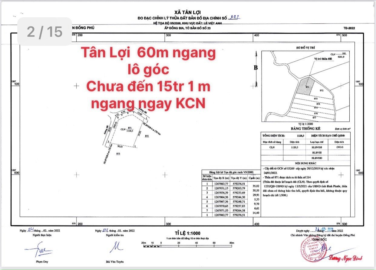 ĐẤT TÂN LỢI LÔ GÓC 60M MẶT TIỀN ĐƯỜNG GIá 540 triệu 2