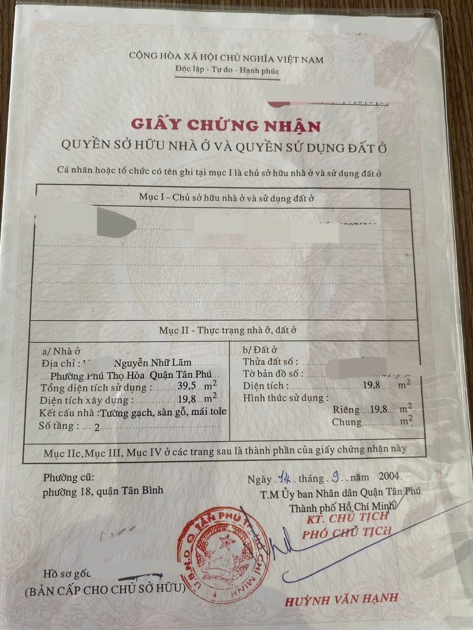 Nhà Bán Nguyễn Nhữ Lãm, P.Phú Thọ Hoà , Q.Tân Phú 1