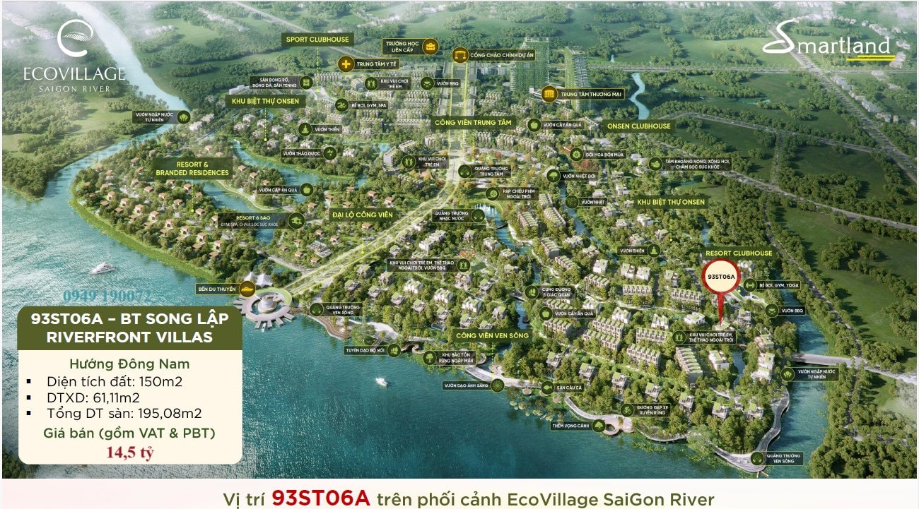 biệt thự song lập mặt tiền sông dự án Ecovillage Saigon River giá chỉ 14,5 tỷ (gồm VAT, PBT) 5