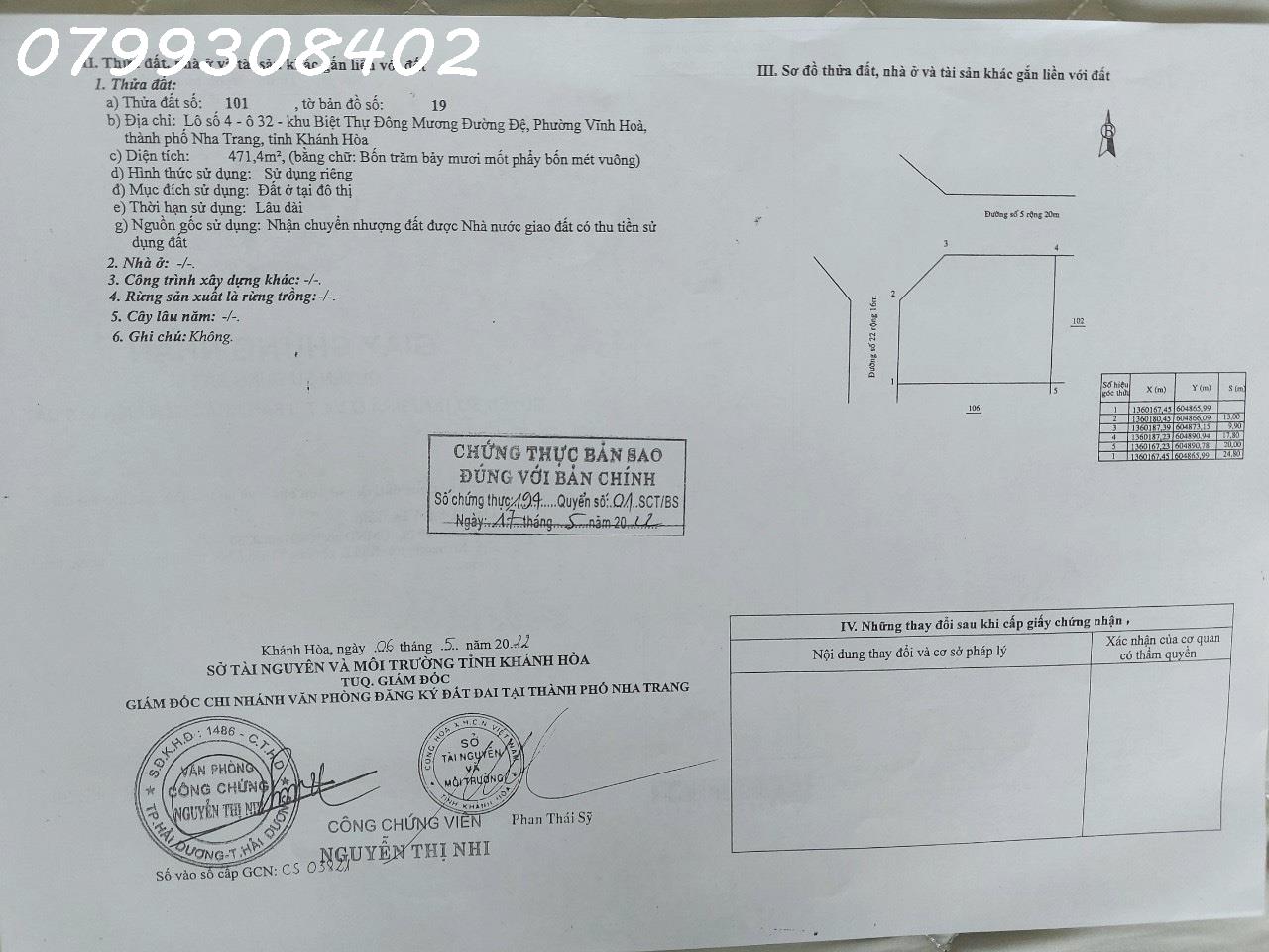 Bán lô góc biệt thự 2 mặt tiền Lý Thái Tổ khu tái định cư Hòn Xện 2