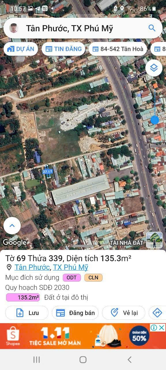 chính chủ bán đất Đường QL 51-Thị xã Phú Mỹ -Giá Dưới 2 Tỷ ,LH 0966943807 3