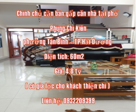 Chính chủ cần bán gấp căn nhà tại phố Phùng Chí Kiên, phường Tân Bình, TPHải Dương. 1