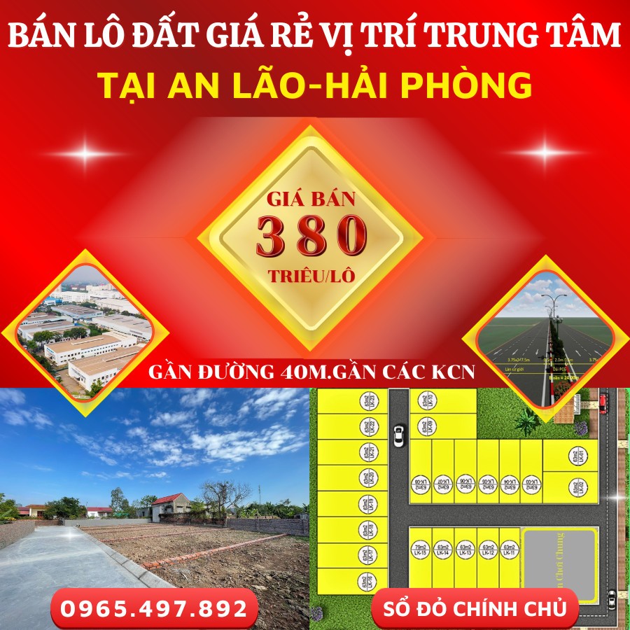 Sở hữu ngay lô đất chỉ 380tr nằm gần khu công nghiệp An Lão Hải Phòng. 1