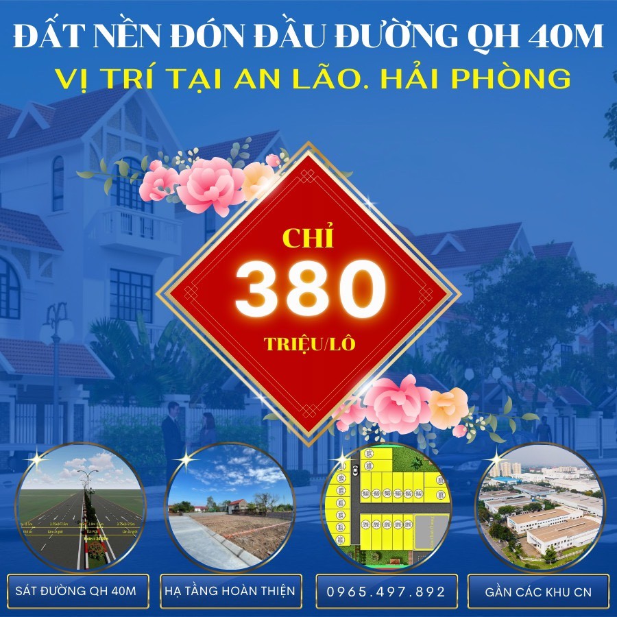 Bán 2 lô đất liền kề giá siêu rẻ chỉ 380tr/lô nằm gần KCN An Lão Hải Phòng. 1