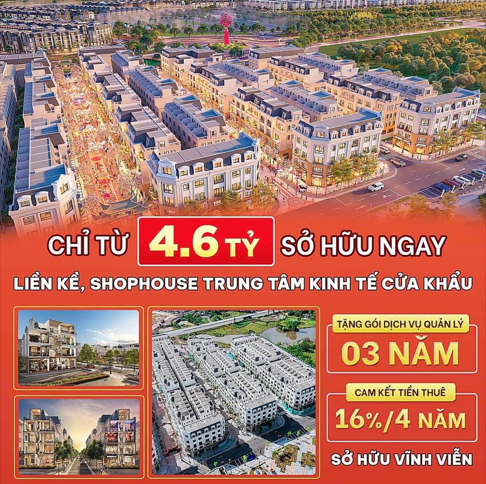 CHỈ TỪ 4,6 TỶ SỞ HỮU NGAY LIỀN KỀ, SHOPHOUSE TRUNG TÂM KINH TẾ CỬA KHẨU MÓNG CÁI