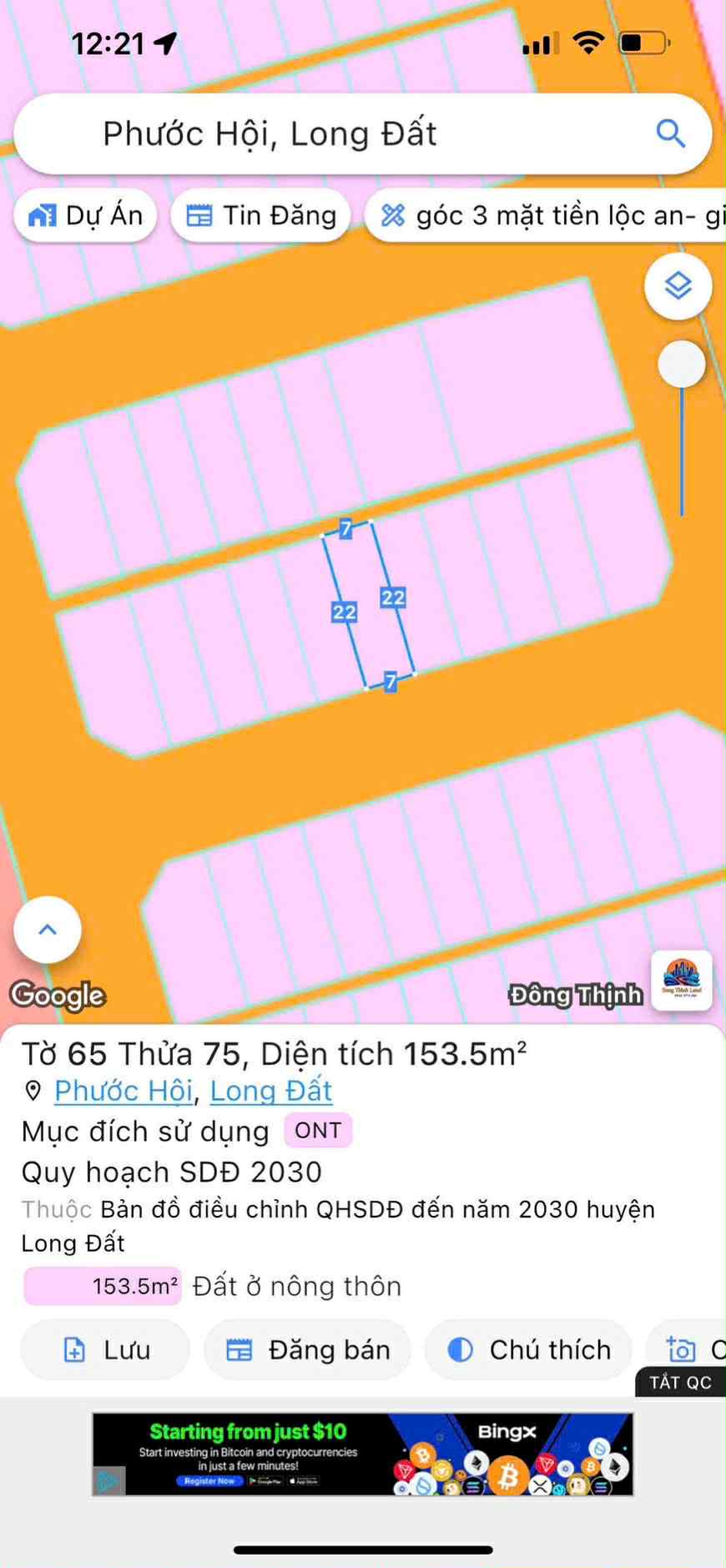 Cần bán Đất đường Võ Văn Kiệt, Xã Phước Hội, Diện tích 153m², Giá 1.3 Tỷ