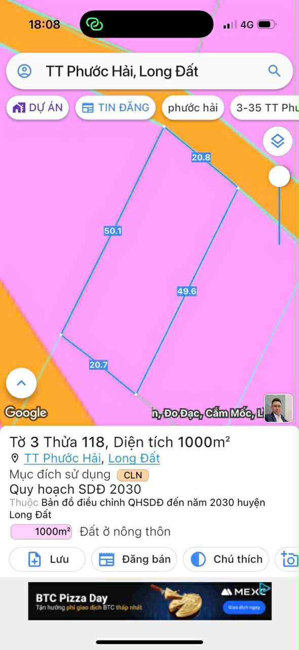 Cần bán Đất đường Tỉnh lộ 44, Thị trấn Phước Hải, Diện tích 1000m², Giá 1.8 Tỷ