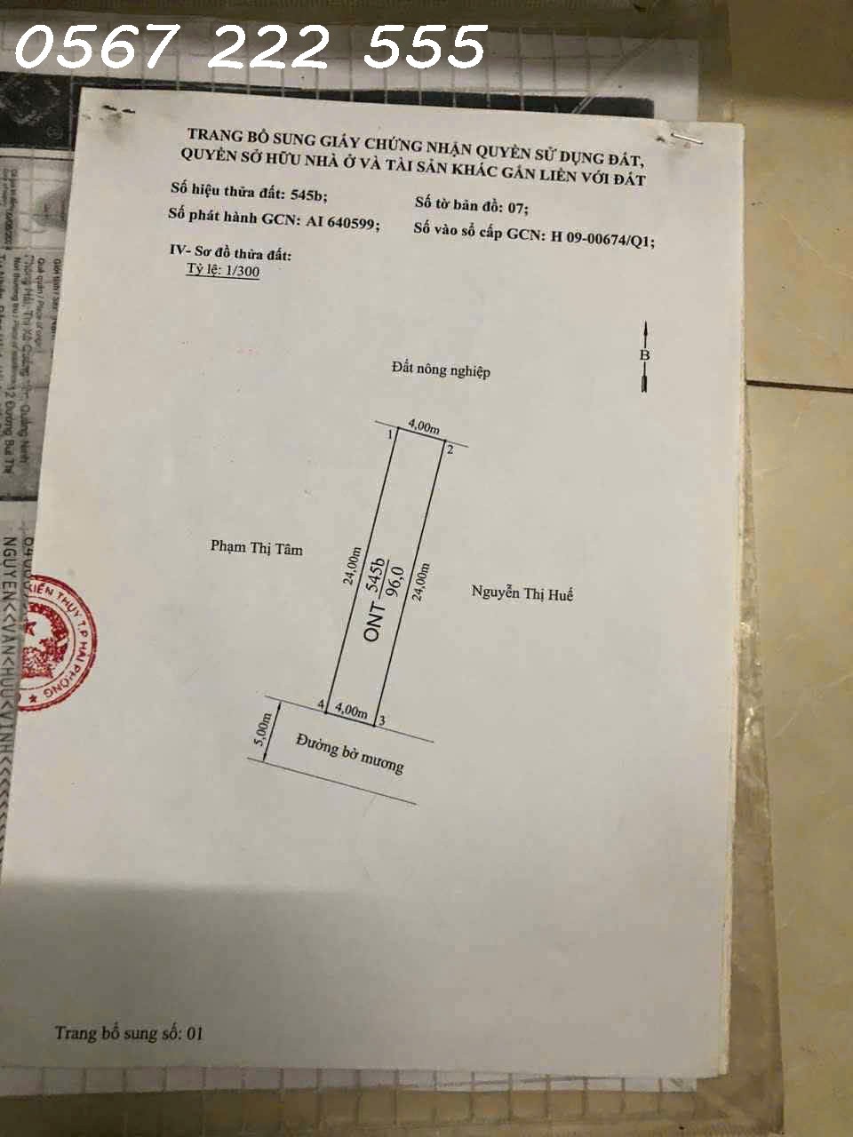 Lô đất 96m² mặt đường mương Tân Phong – giá chỉ 1,6x tỷ  ZALO 0567 222 555