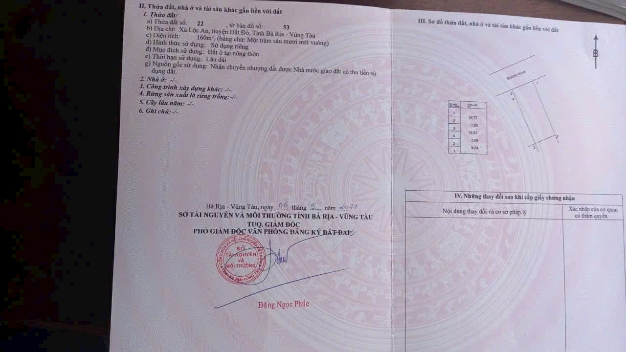 Cần bán Đất đường Võ Văn Kiệt, Xã Lộc An, Diện tích 160m², Giá 1 Tỷ