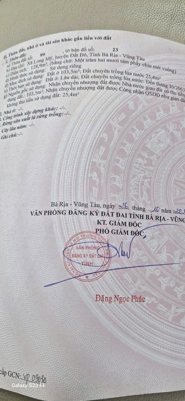 Cần bán Đất đường Tỉnh lộ 44, Thị trấn Phước Hải, Diện tích 129m², Giá 900 Triệu