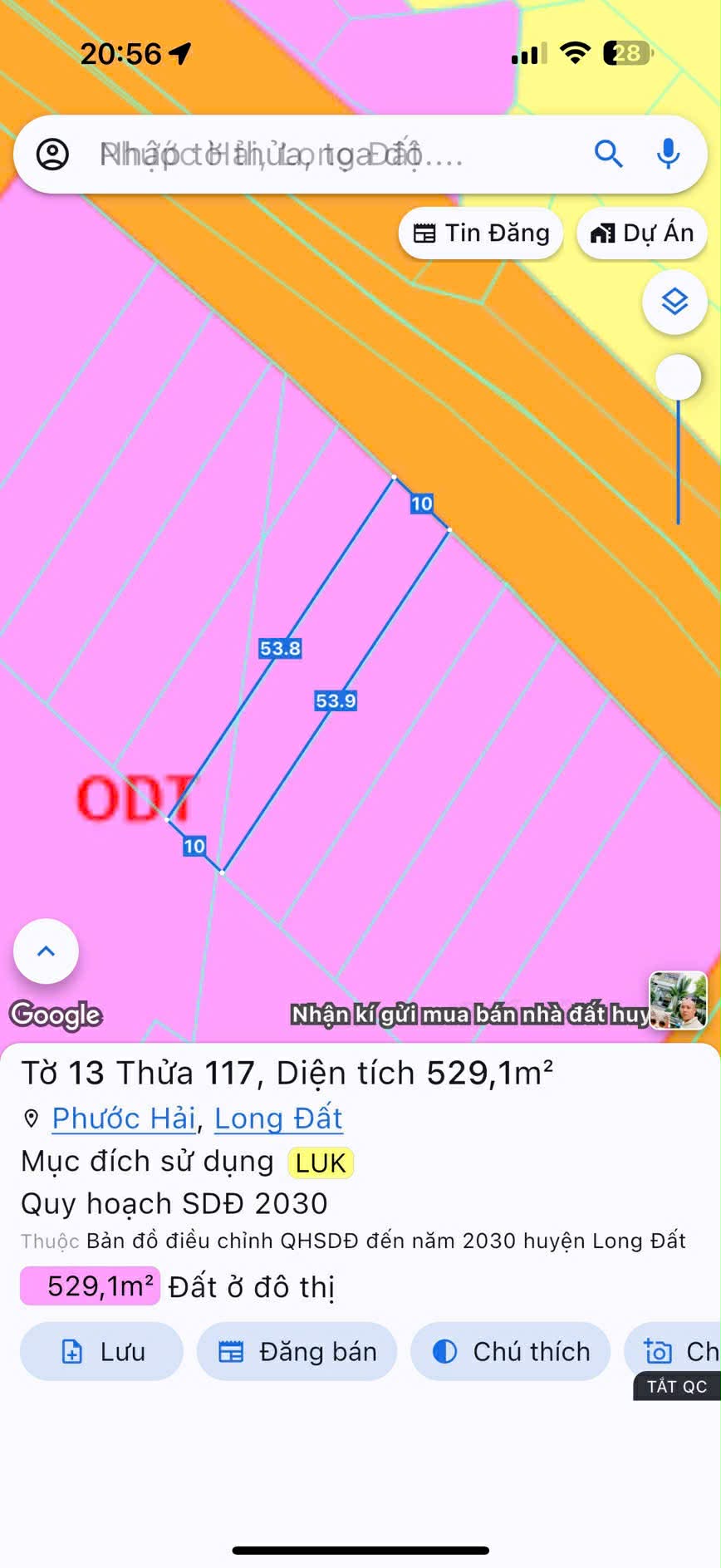 Cần bán Đất đường 44B, Thị trấn Phước Hải, Diện tích 529m², Giá 1.8 Tỷ