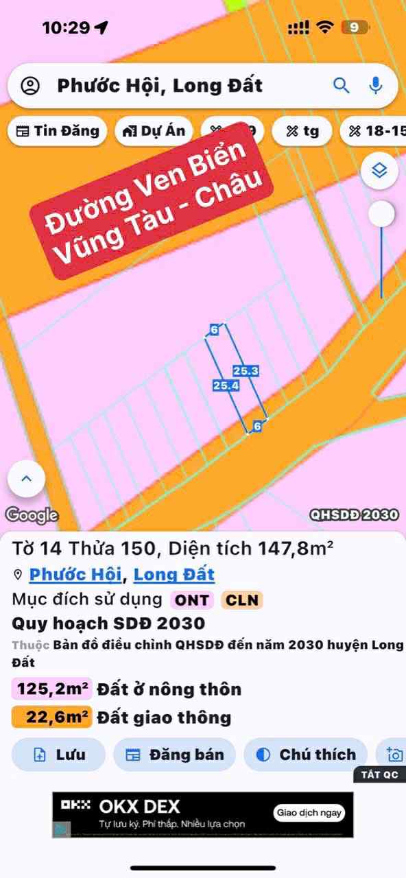 Cần bán Đất đường Võ Văn Kiệt, Xã Phước Hội, Diện tích 147m², Giá 1.3 Tỷ