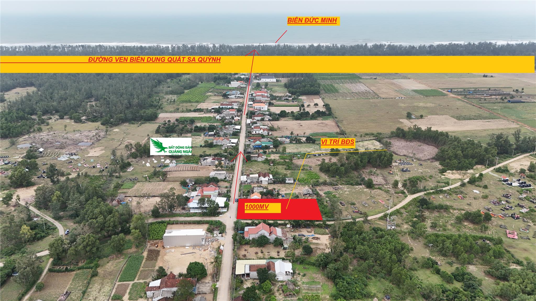 Bán đất thổ cư 1000m2, mặt tiền ĐT 624B, Đức Chánh, Mộ Đức, Quảng Ngãi. Sổ đỏ, giá 3.2 tỷ. LH: 4