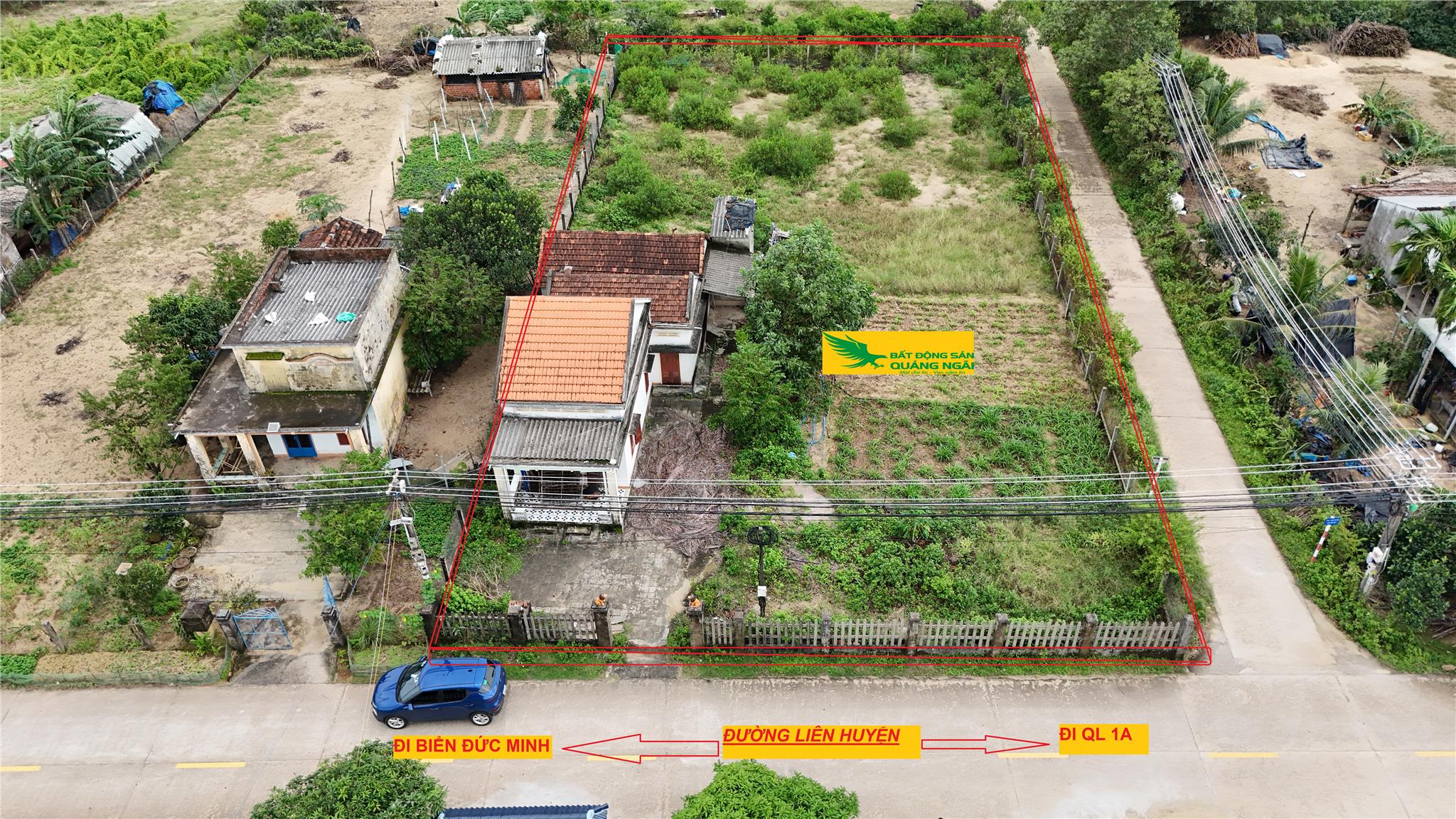 Bán đất thổ cư 1000m2, mặt tiền ĐT 624B, Đức Chánh, Mộ Đức, Quảng Ngãi. Sổ đỏ, giá 3.2 tỷ. LH: 5