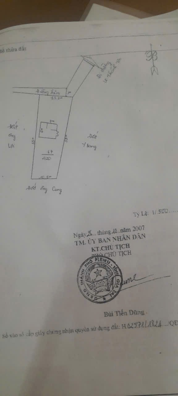 Cần Bán 420m2 Đất Chính Chủ Tại Hẻm 76 Lê Thánh Tôn, Phường IaKring, Pleiku, Gia Lai
