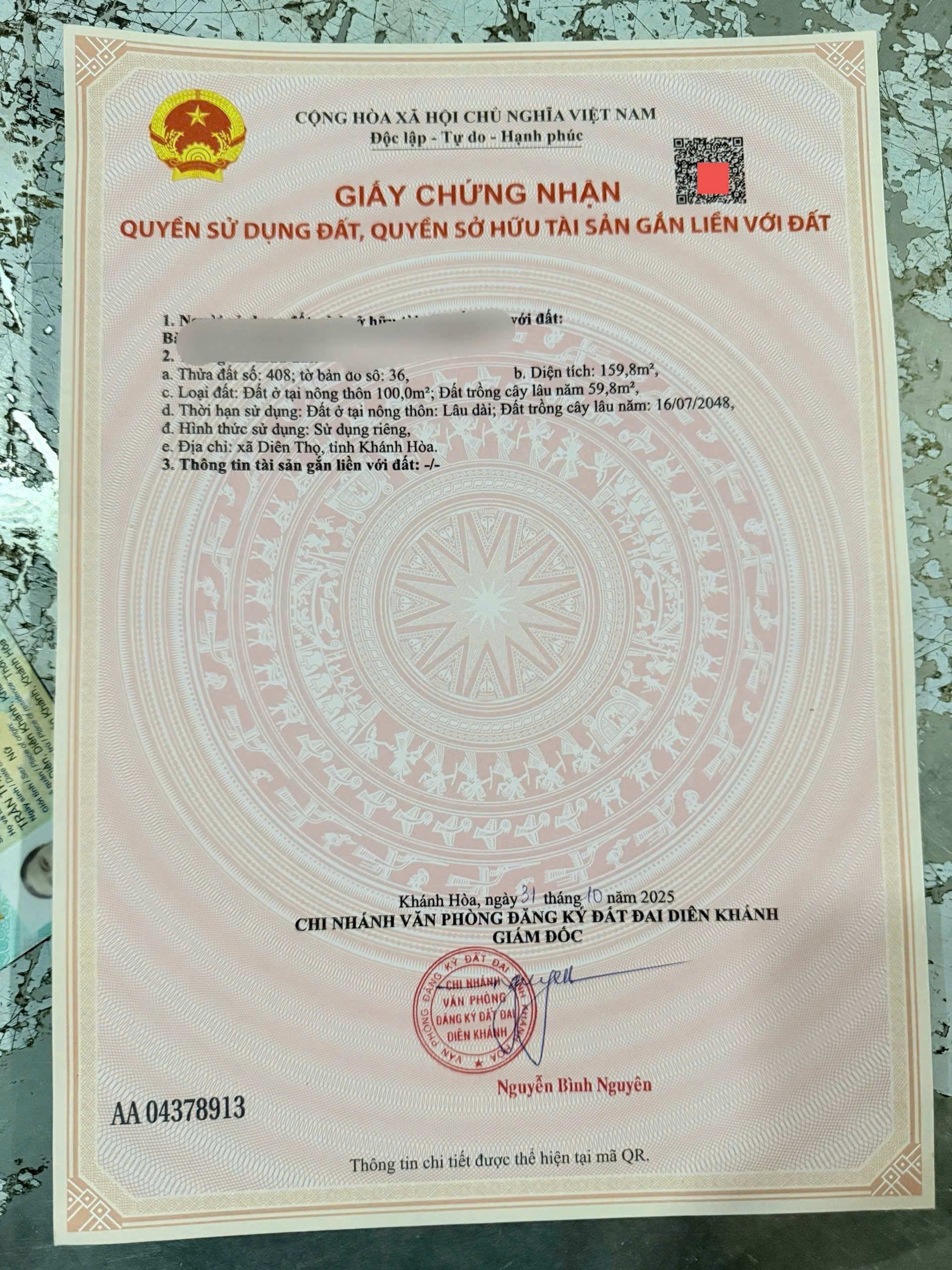 Bán đất Diên Tân giá rẻ ngay trung tâm xã - sau lưng chợ đi vào 8