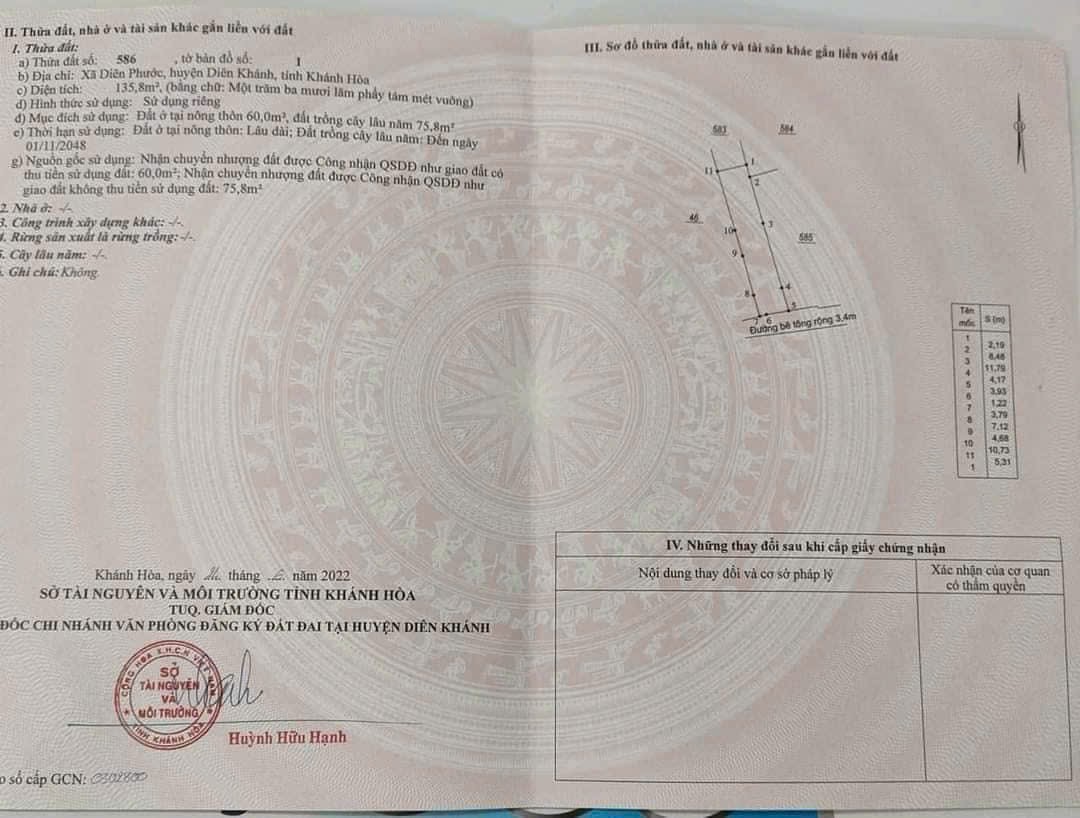 Bán đất Diên Phước giá rẻ đường oto thông - dân cư đông 6