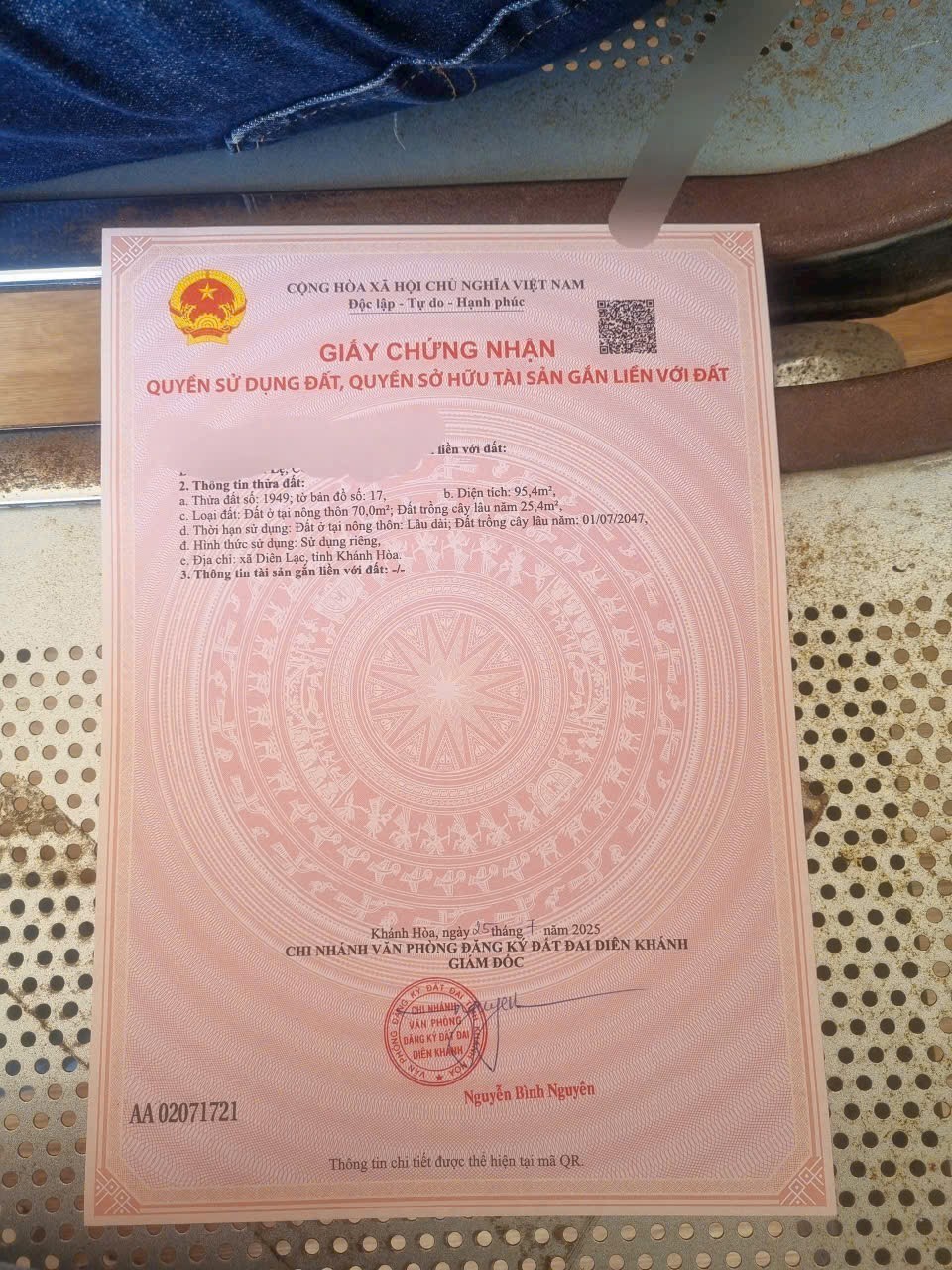 Bán đất Diên Hoà thôn Quang Thạnh mặt tiền đường nhựa nội thôn 7