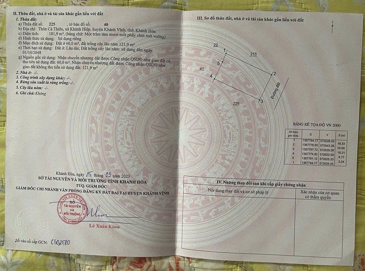 Bán đất Khánh Hiệp giá rẻ có thổ cư ngay trung tâm khu dân cư thôn Cà Thiêu 5