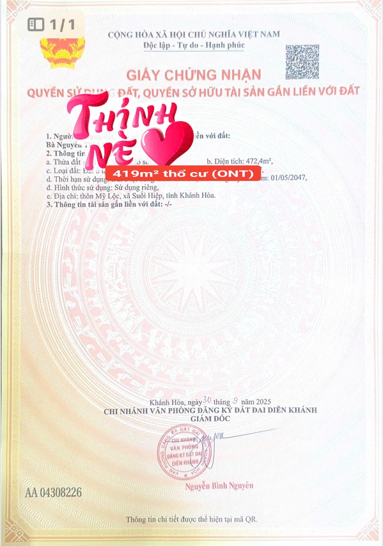 Bán đất Bình Lộc thôn Mỹ Lộc ngay trung tâm xã gần Hương Lộ 39 7