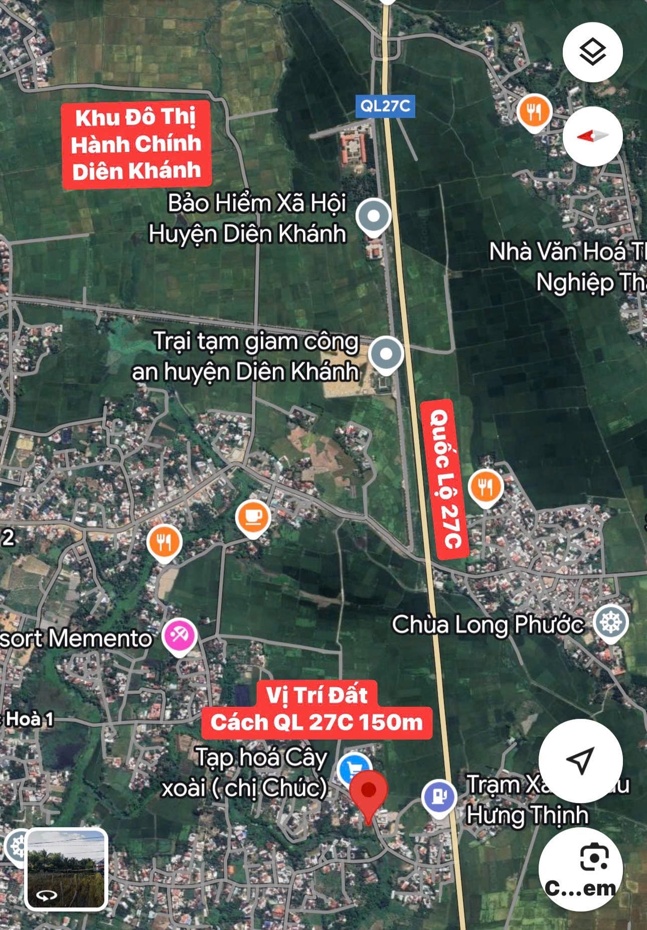 Bán đất mặt tiền đường Lạc Hoà 1 - xã Diên Hoà sau lưng cây xăng Hưng Thịnh đi vào 7