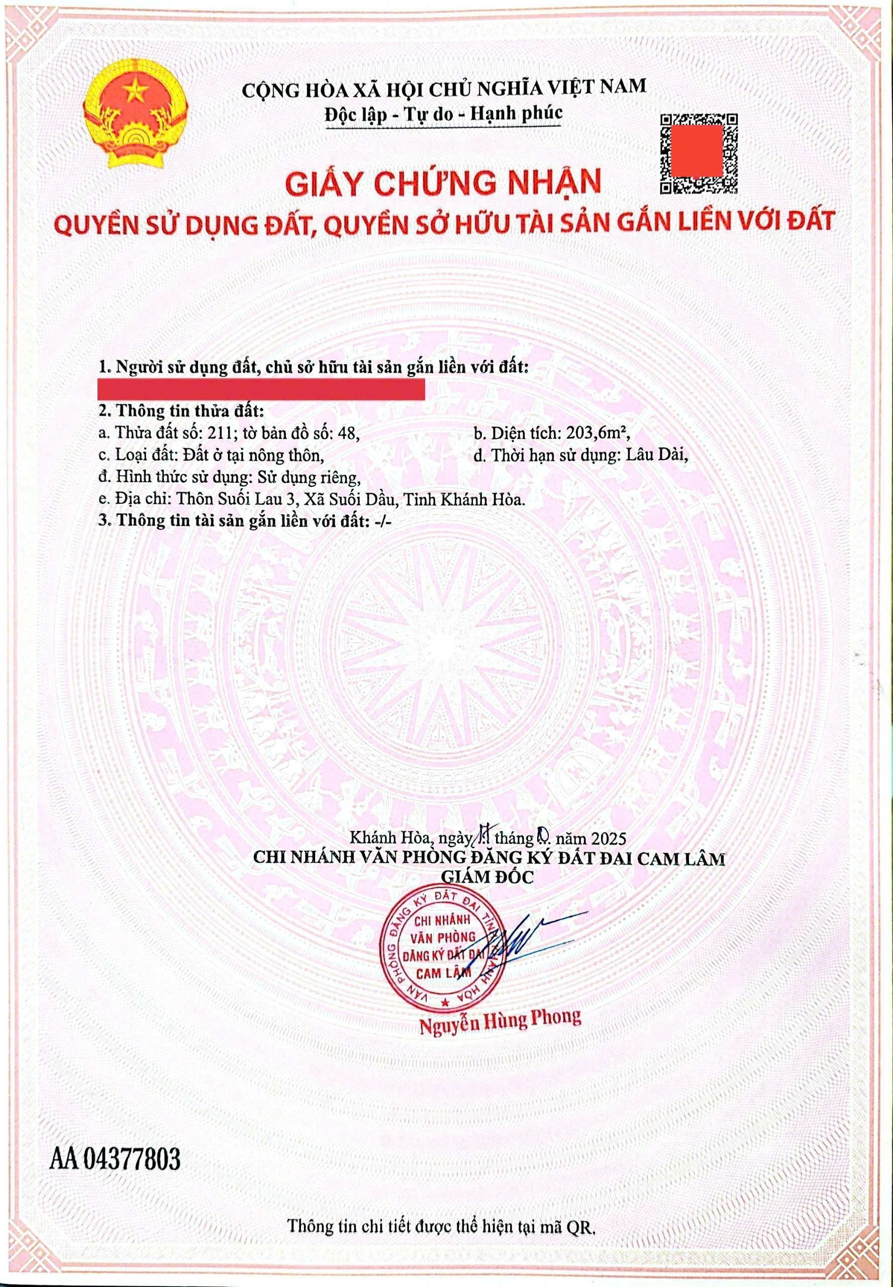 Bán đất Suối Cát - Cam Lâm full thổ cư sát bên Tỉnh Lộ 3 điểm xuống cao tốc Bắc Nam 10