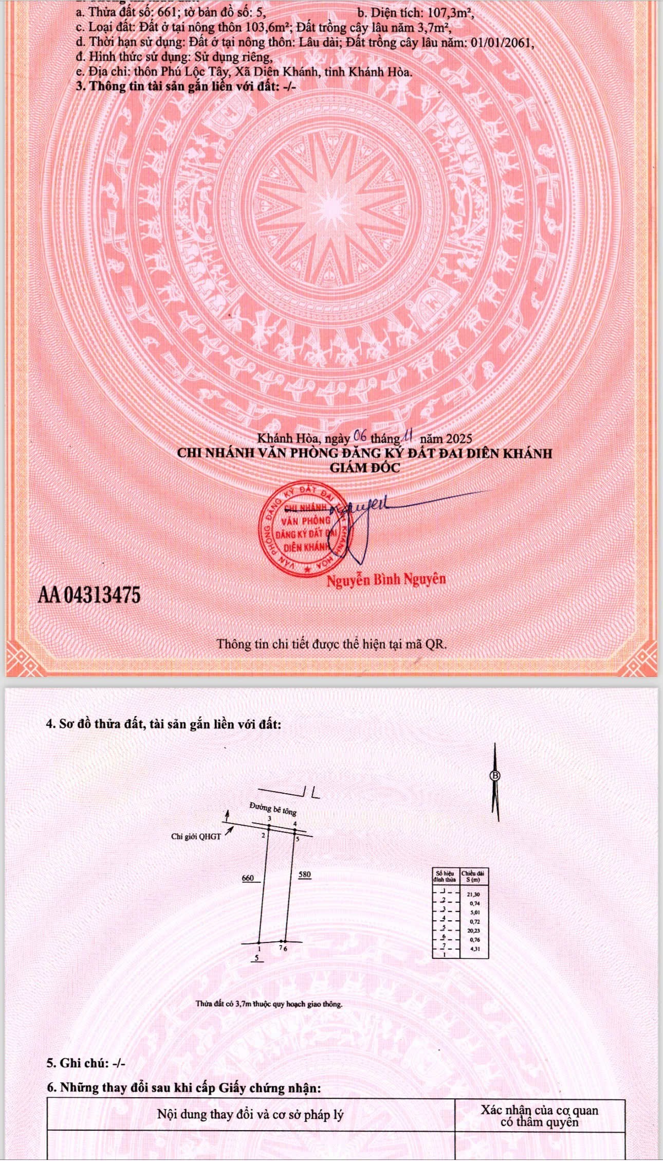 Bán 2 lô đất thị trấn Diên Khánh mặt đường Nguyễn Trãi gần chợ Thành 10