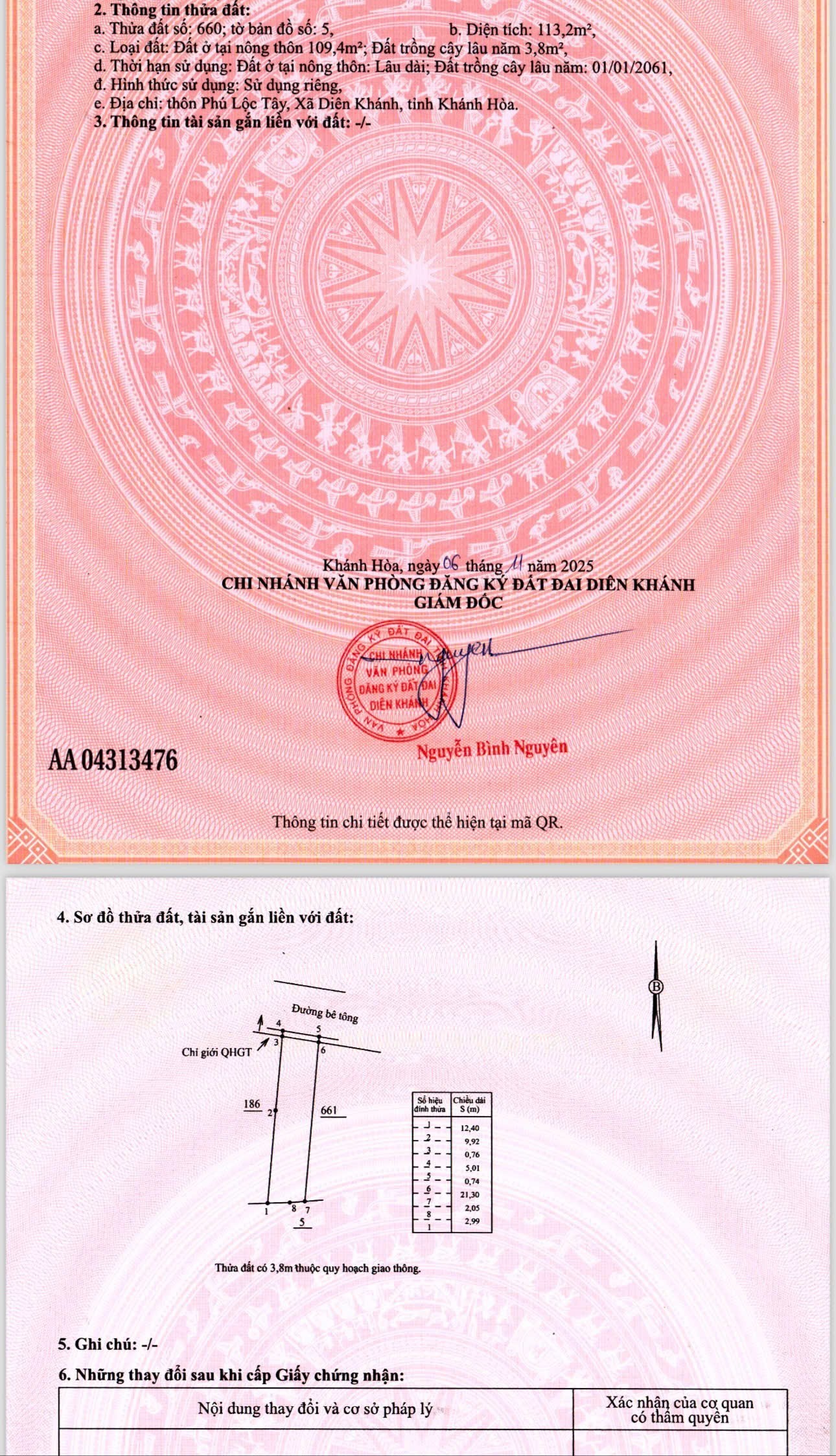 Bán 2 lô đất thị trấn Diên Khánh mặt đường Nguyễn Trãi gần chợ Thành 11