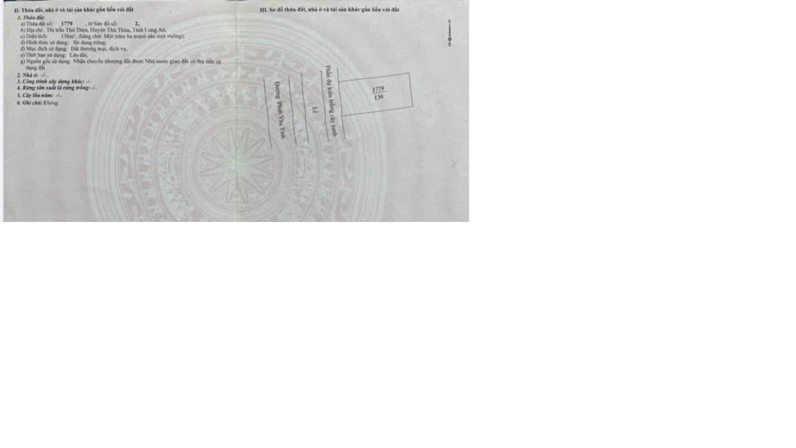 Cần bán Nhà mặt tiền  thị trấn Thủ Thừa, Long An, Diện tích 136m², Giá Thương lượng