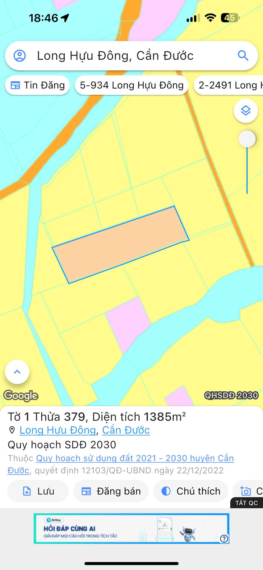 Chủ cần bán gấp 1367m2 đất vườn Óc Đảo Long Hựu giá rẻ 550tr hết sổ 3