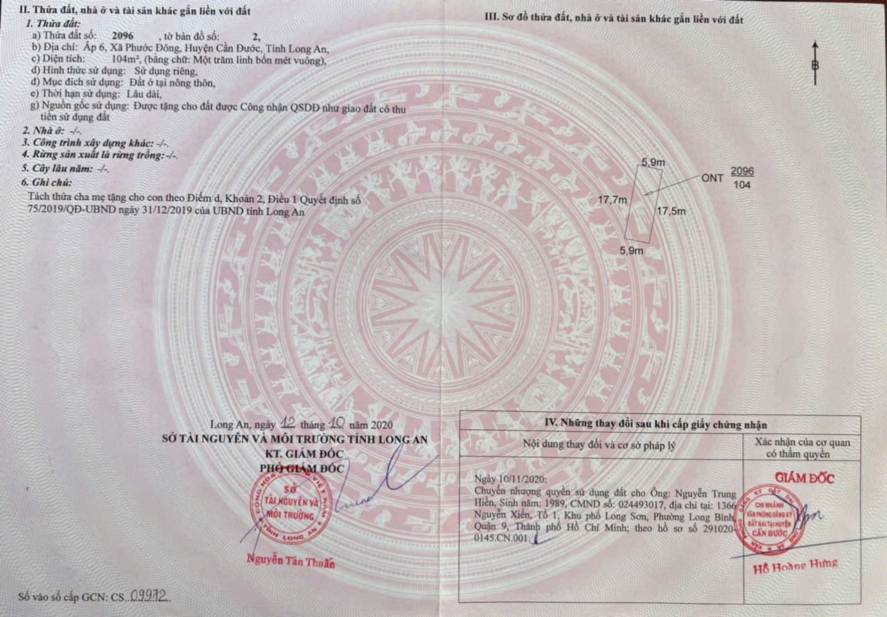 Đất nền thổ cư 104m2 mt xe hơi xã Tân Lân ngon bổ rẻ 550tr 4