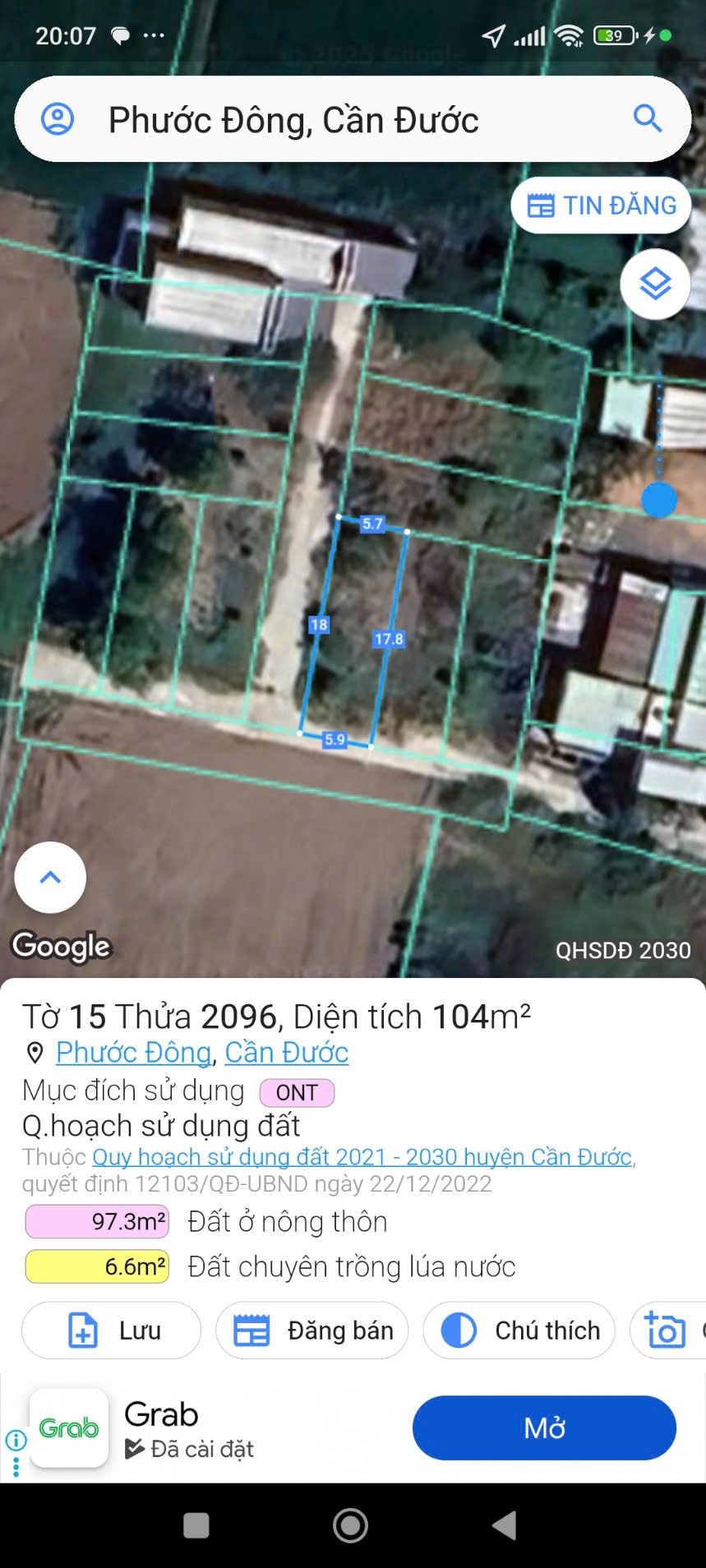 Đất nền thổ cư 104m2 mt xe hơi xã Tân Lân ngon bổ rẻ 550tr 6