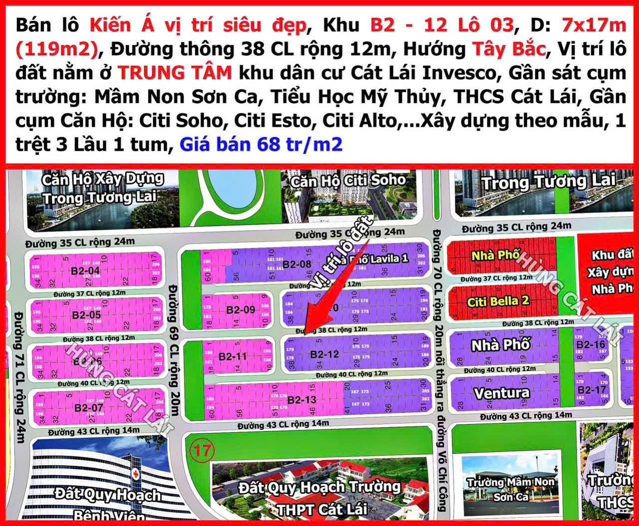 Cần bán Đất Phường Cát Lái, Quận 2, Diện tích 119m², Giá 68 Triệu/m²