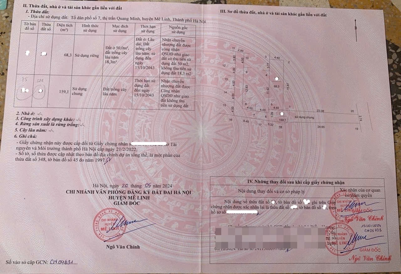 Bán 68m đất thôn Gia Trung (Tổ 7), Quang Minh.  Nằm sát đường Võ Văn Kiệt, KCN Quang Minh 3