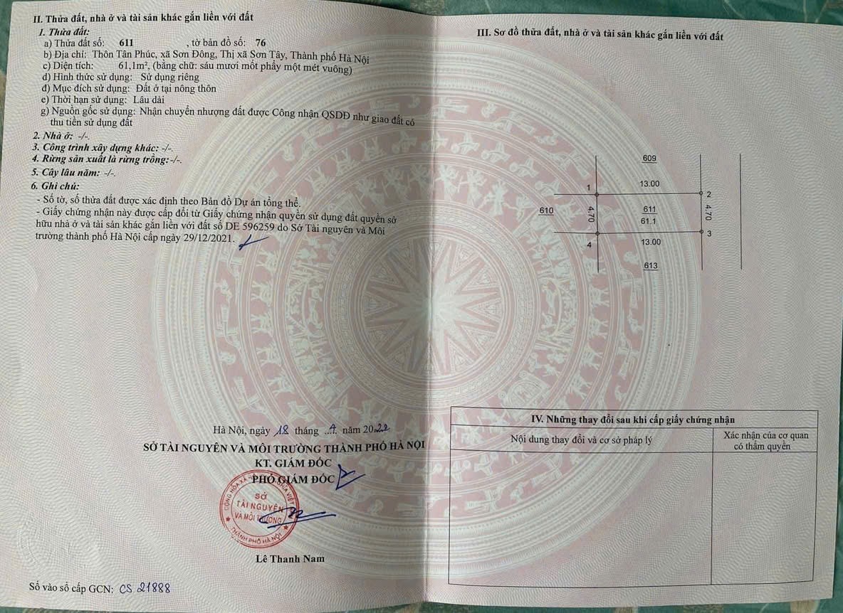 61M ĐẤT NẰM SÁT HỒ ĐỒNG MÔ, QL21, TRƯỜNG LỤC QUÂN, TẠI SƠN ĐỒNG - SƠN TÂY - HÀ NỘI