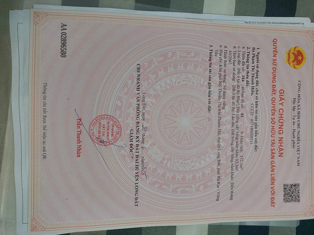 Cần bán Đất đường Tỉnh lộ 44A, Thị trấn Phước Hải, Diện tích 172m², Giá Thương lượng