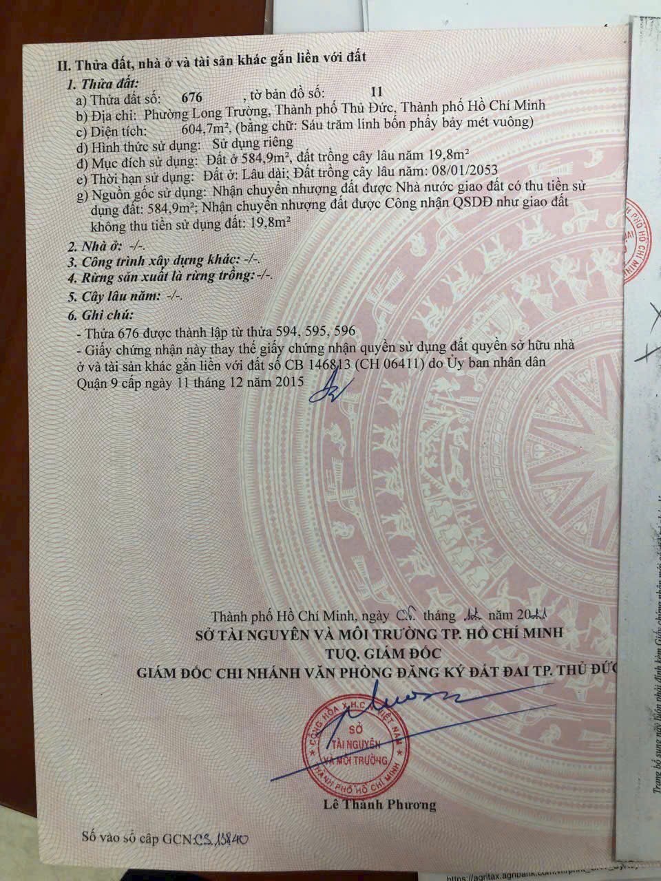 Cần bán Đất Phường Long Trường, Quận 9, Diện tích 604m², Giá 029 Tỷ