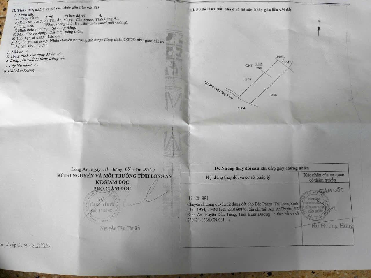 Đất thổ cư 968m2 mt xe hơi xã Tân Ân thích hợp làm nhà vườn giá rẻ 2 tỏi 2